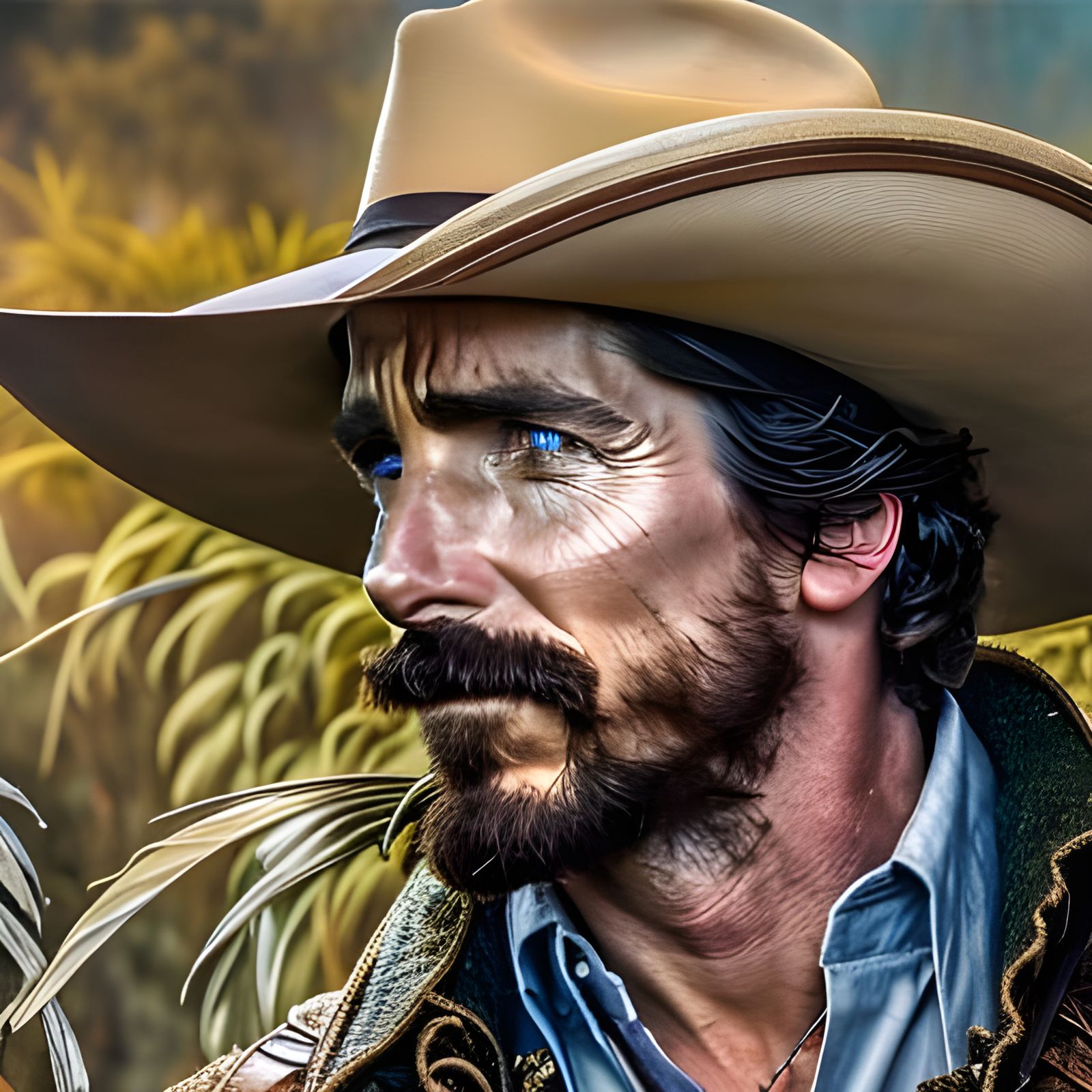 Christian Bale as Hay Farmer in Rococo Style