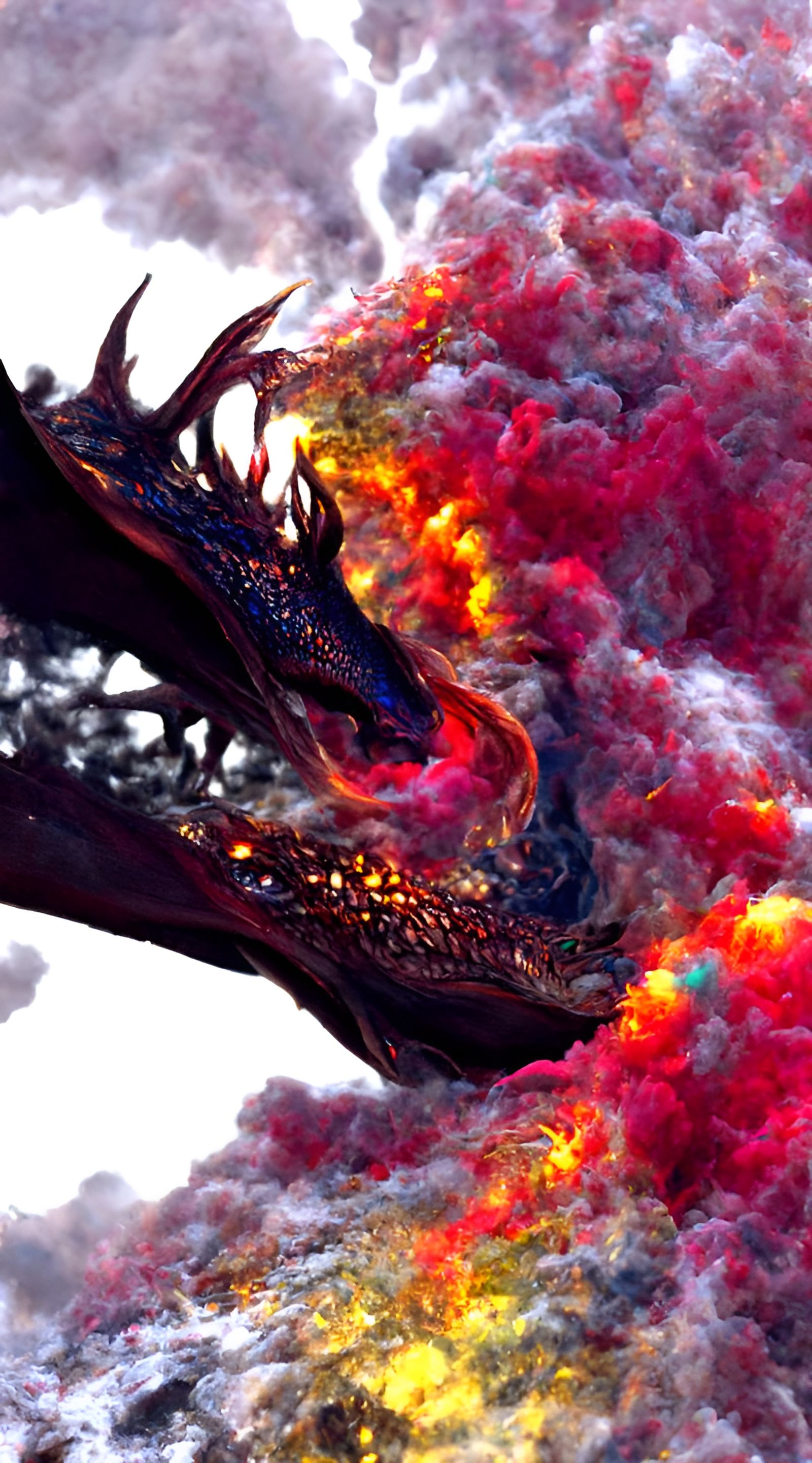 Fire Dragon Descends: Hyperdetailed Concept Art