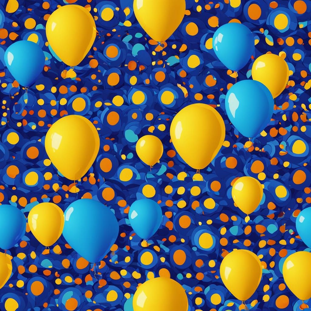 Blue Balloon in Pop Art Bauhaus Style