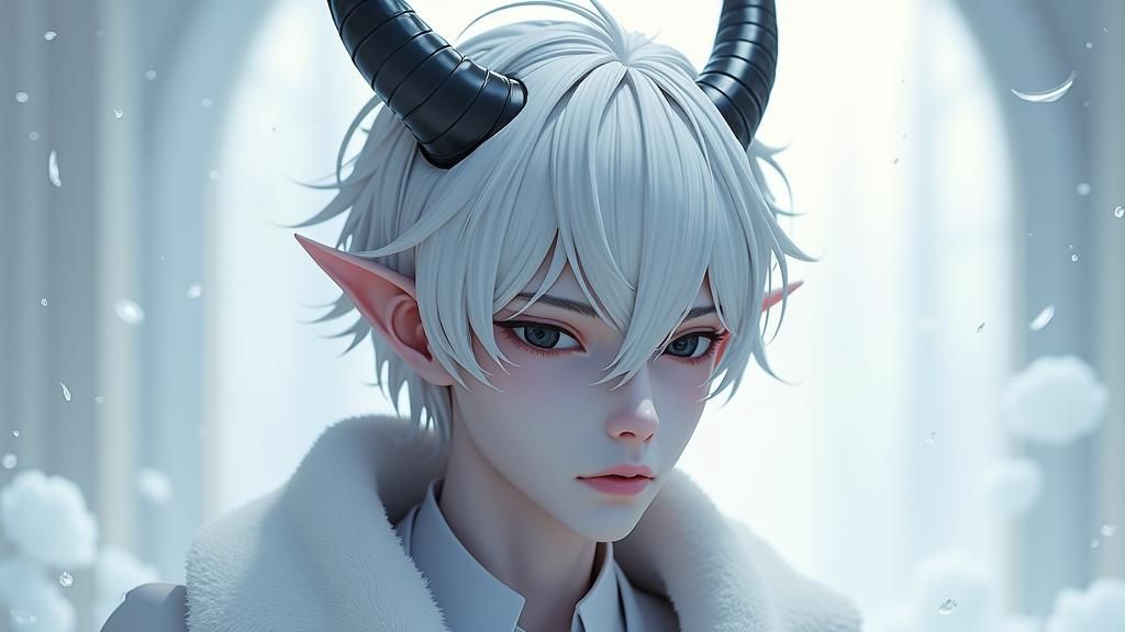 Young White Demon in Anime-Inspired 3D Art
