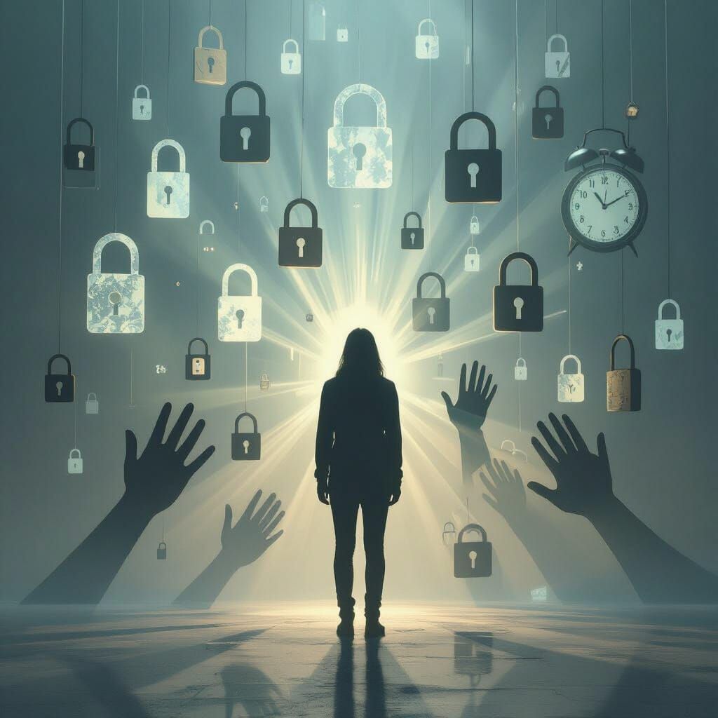 Hope Overcoming Anxiety: OCD Symbolism in Digital Art