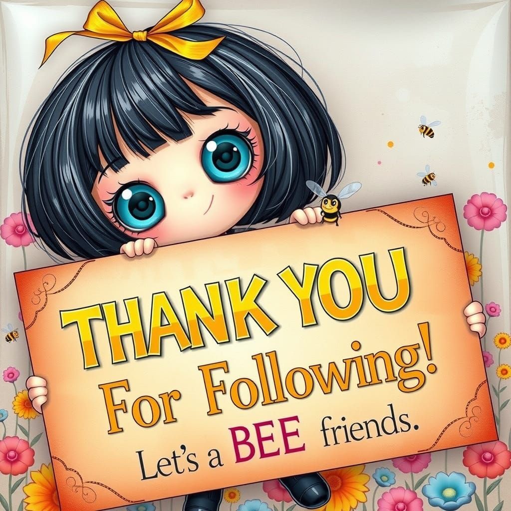 Whimsical Bumblebee Girl with Vibrant Flowers