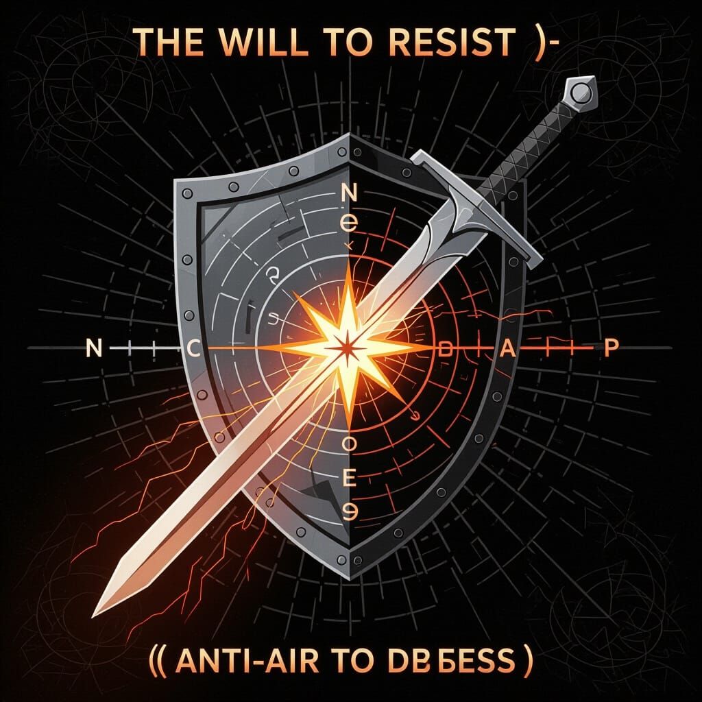 Cyber Military Emblem: Shield, Sword, and Defense Symbolism