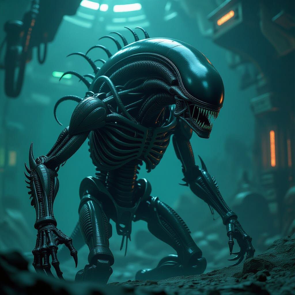 Biomechanical Alien Creature in H.R. Giger Style