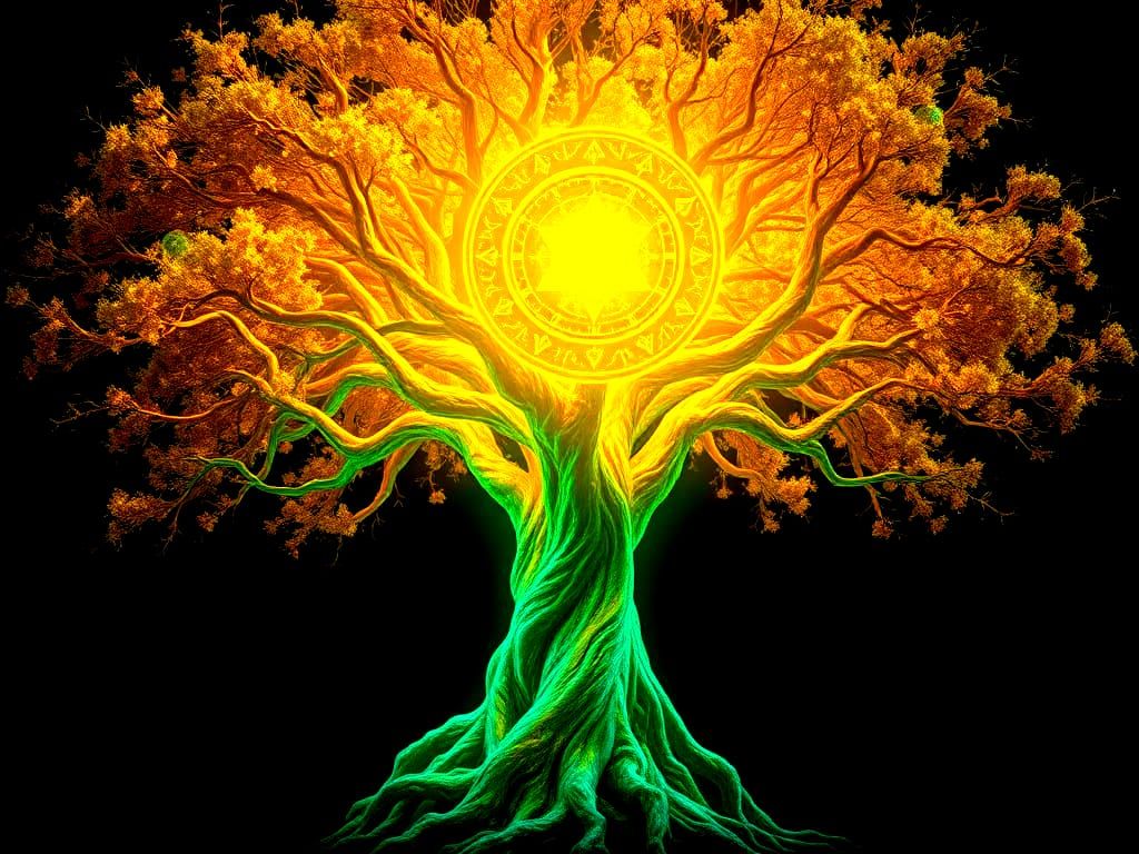 Ethereal Bioluminescent Tree Portal to Mystical Realms