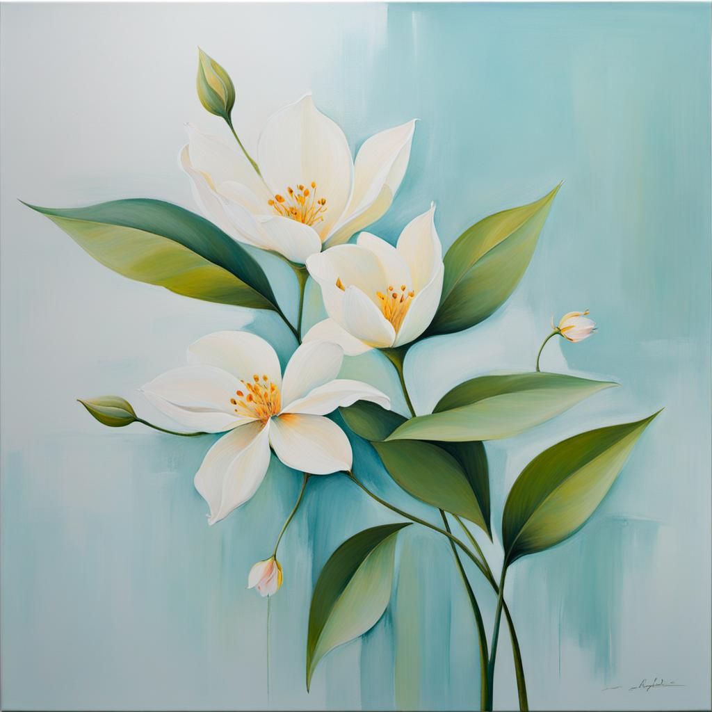 Minimalist Floral Painting: Elegant and Subtle Design