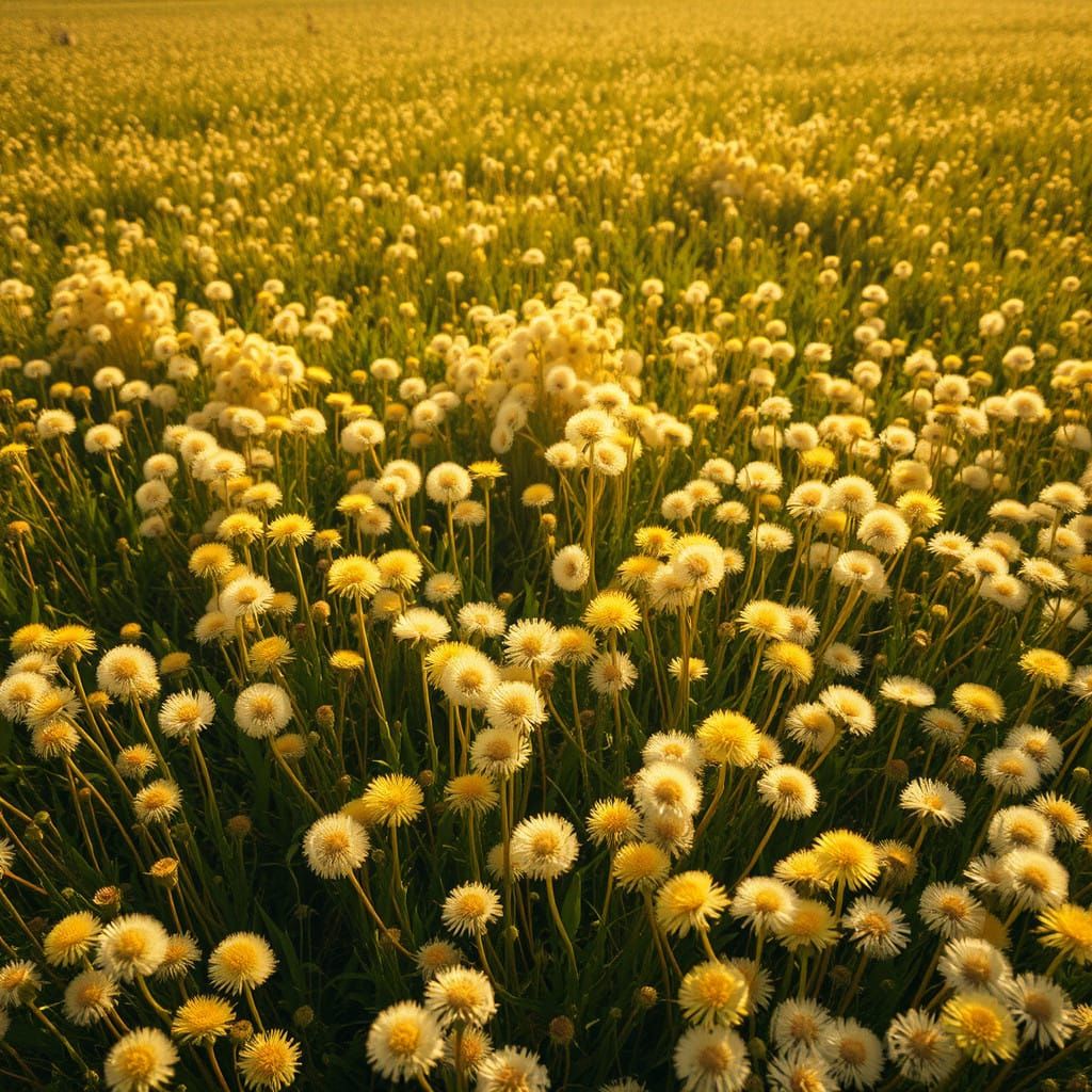 Golden Field of Dandelions from Above