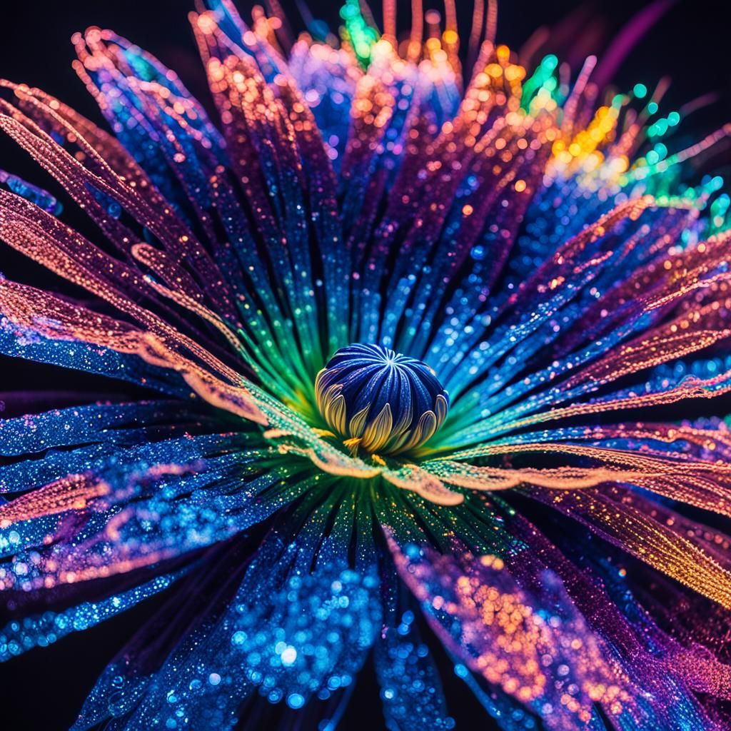 Liquid Glitter Flower in Stellar Laser Lights