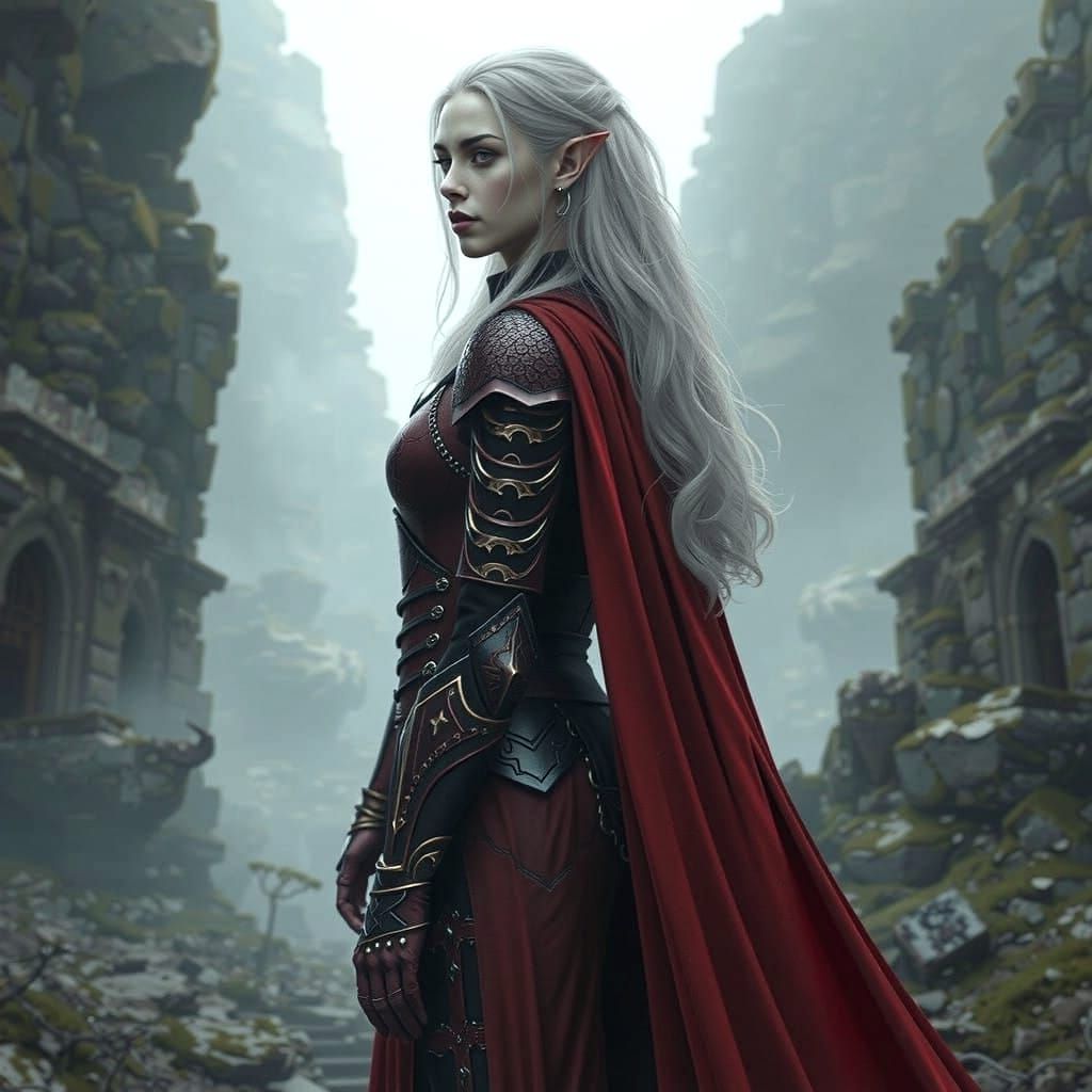 Dark Fantasy Paladin with Red Dragonscale Armor in Realistic...