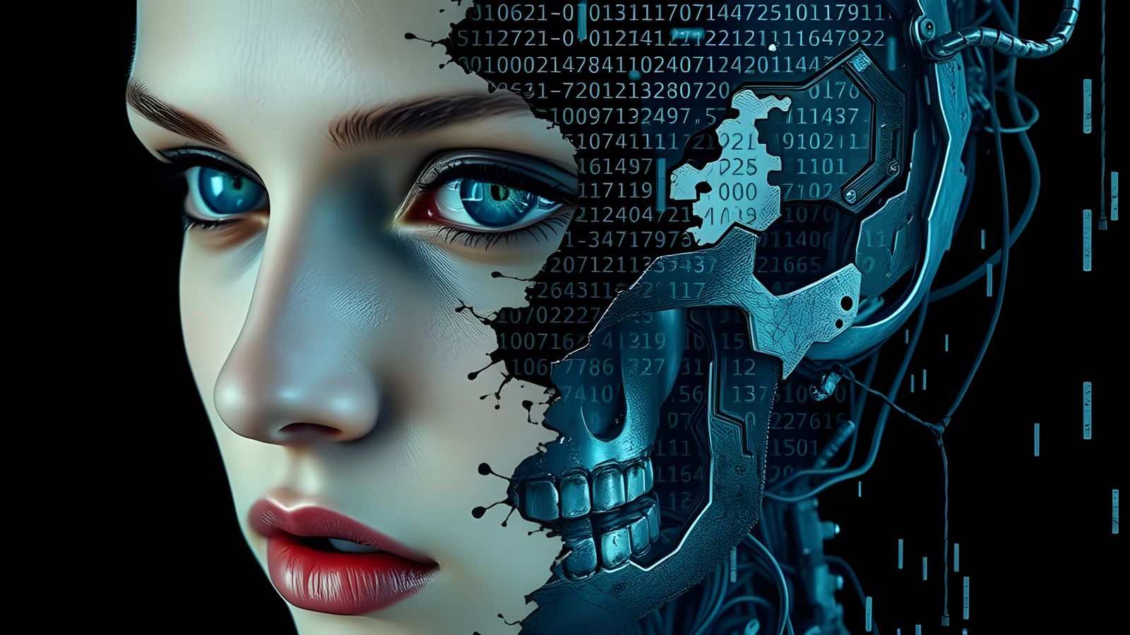 Cyborg Reveal in Pixelated Horror