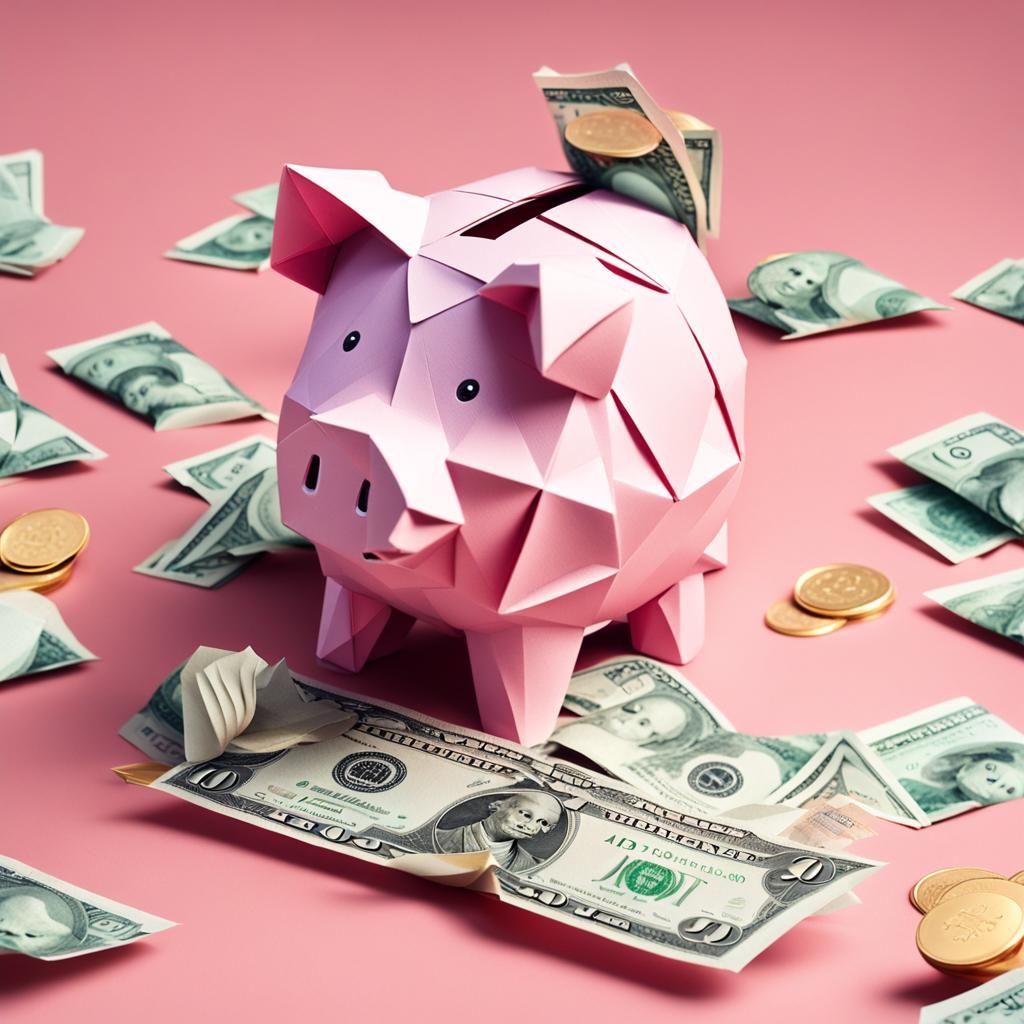 Origami Piggy Bank Papercraft in Soft Focus