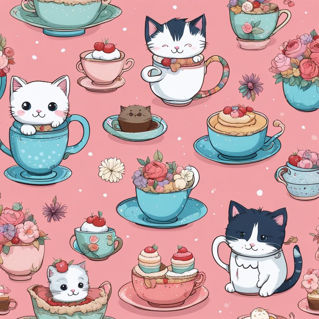 Kittens Tea Party with Fuzzy Guests