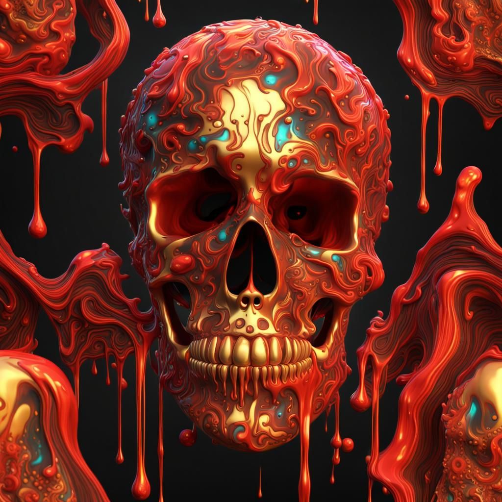 Psychedelic Candy Skull with Vibrant Neon Colors