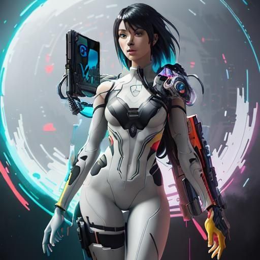 Nintendo Switch Girl in Anime Cyberpunk Style