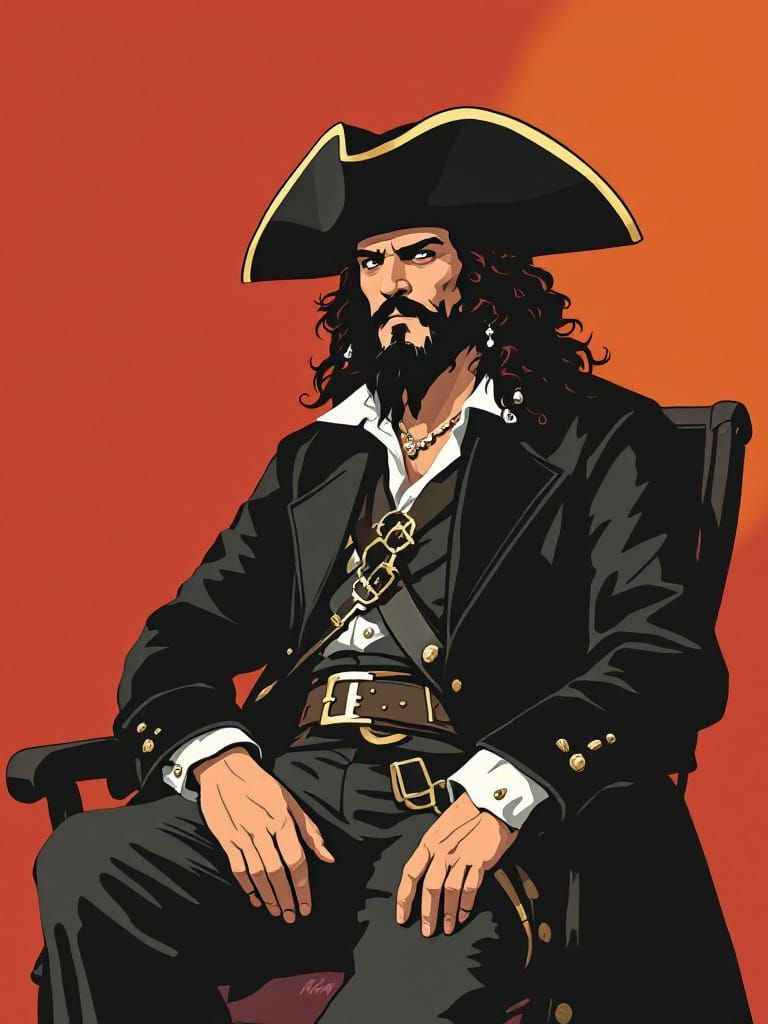 Blackbeard Portrait in 1950s Comic Style