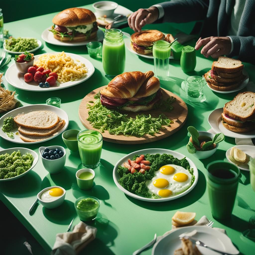 Cinematic Green Brunch Still Life