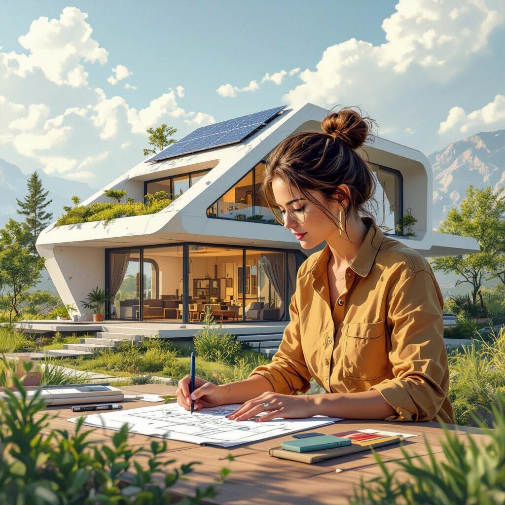 Sustainable Architect Designs Energy-Efficient House in Futu...