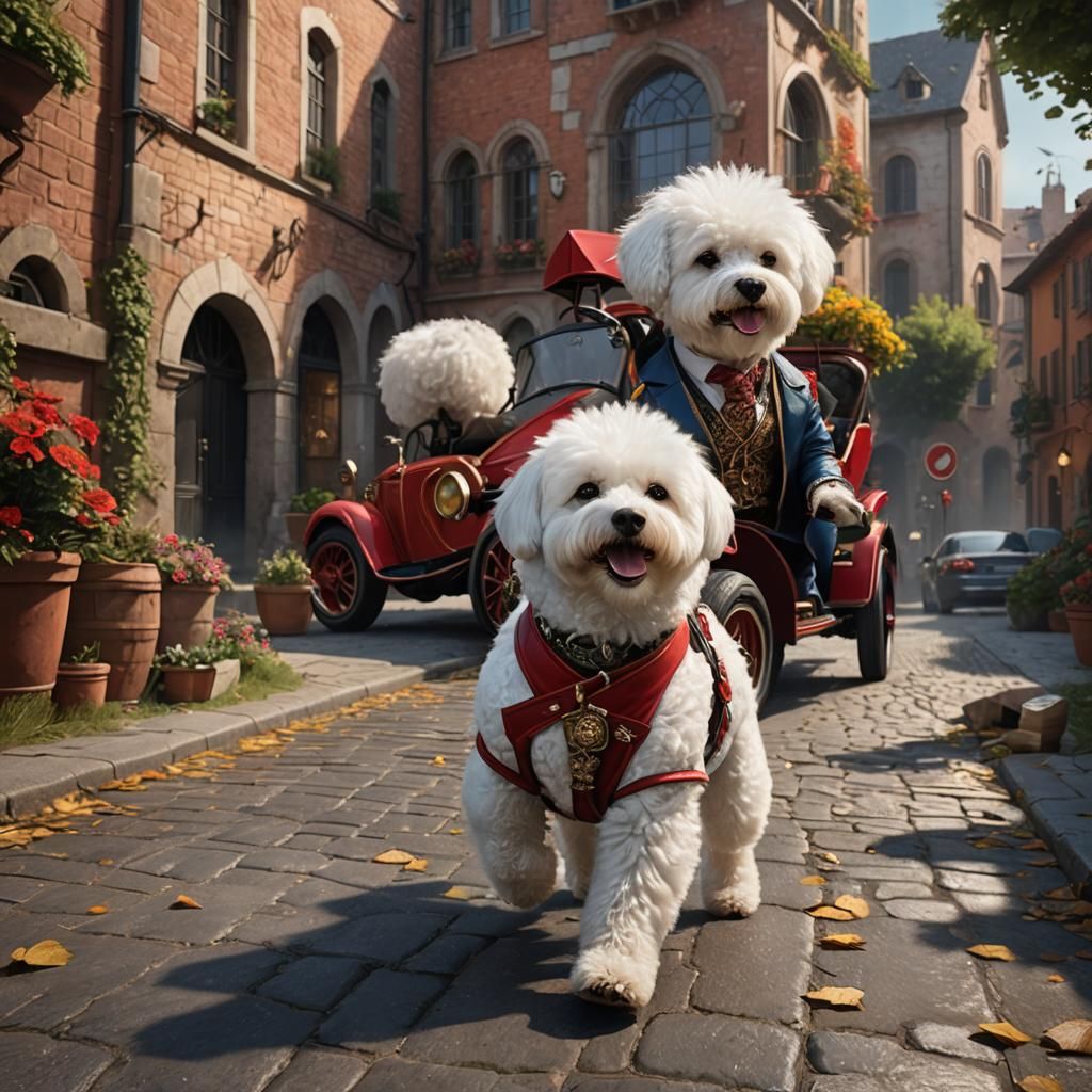 Bichon Frise Rides Ferrari to Photo Shoot