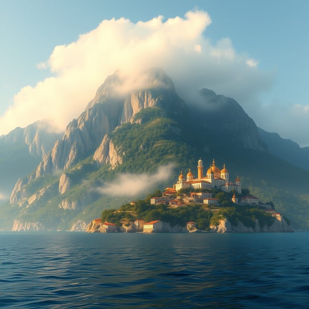 Majestic Mount Athos in Golden Light