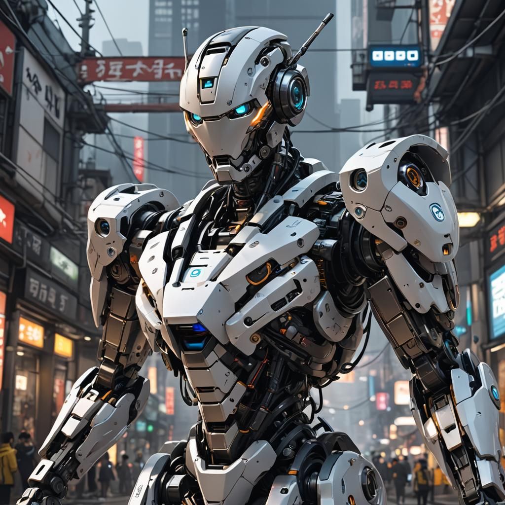 Detailed 3D Anime Robot Inspired by WLOP