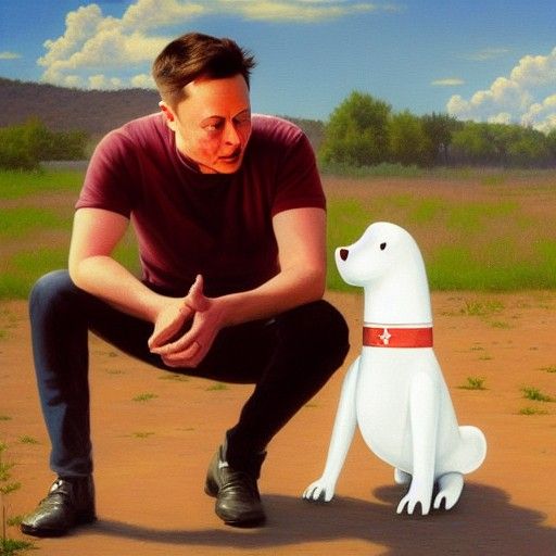 Graphic Oil Painting: Person and Robot Dog