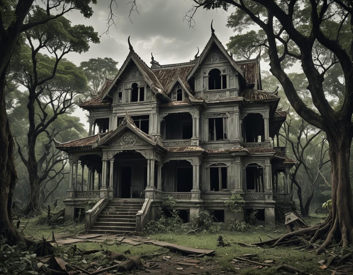 Haunted House in Thailand: A Gothic Horror Scene