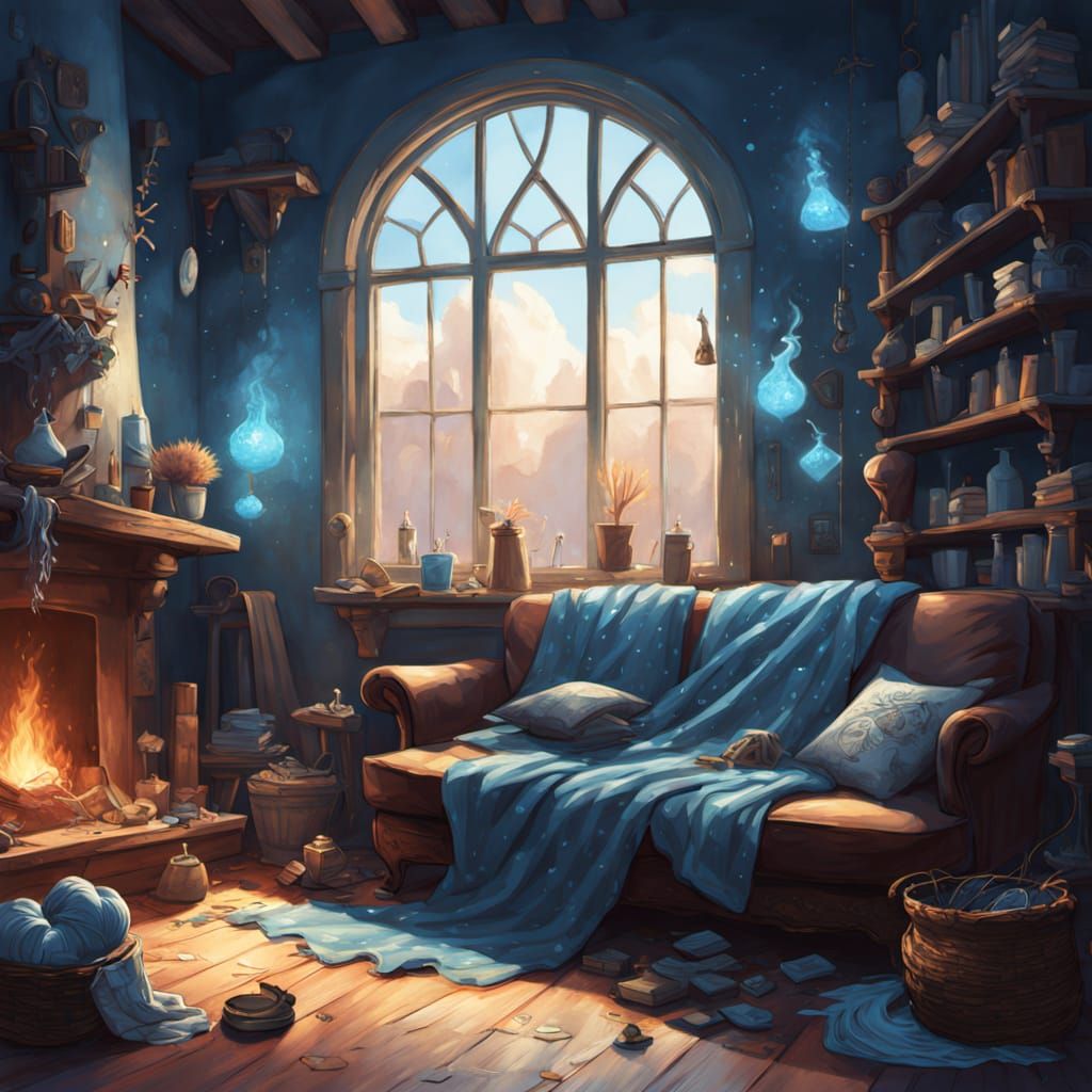 Enchanted Living Room with Magical Chores