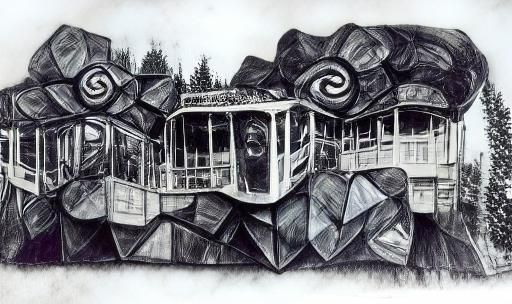Marquam Hill Tram in Geometric Art Nouveau Style