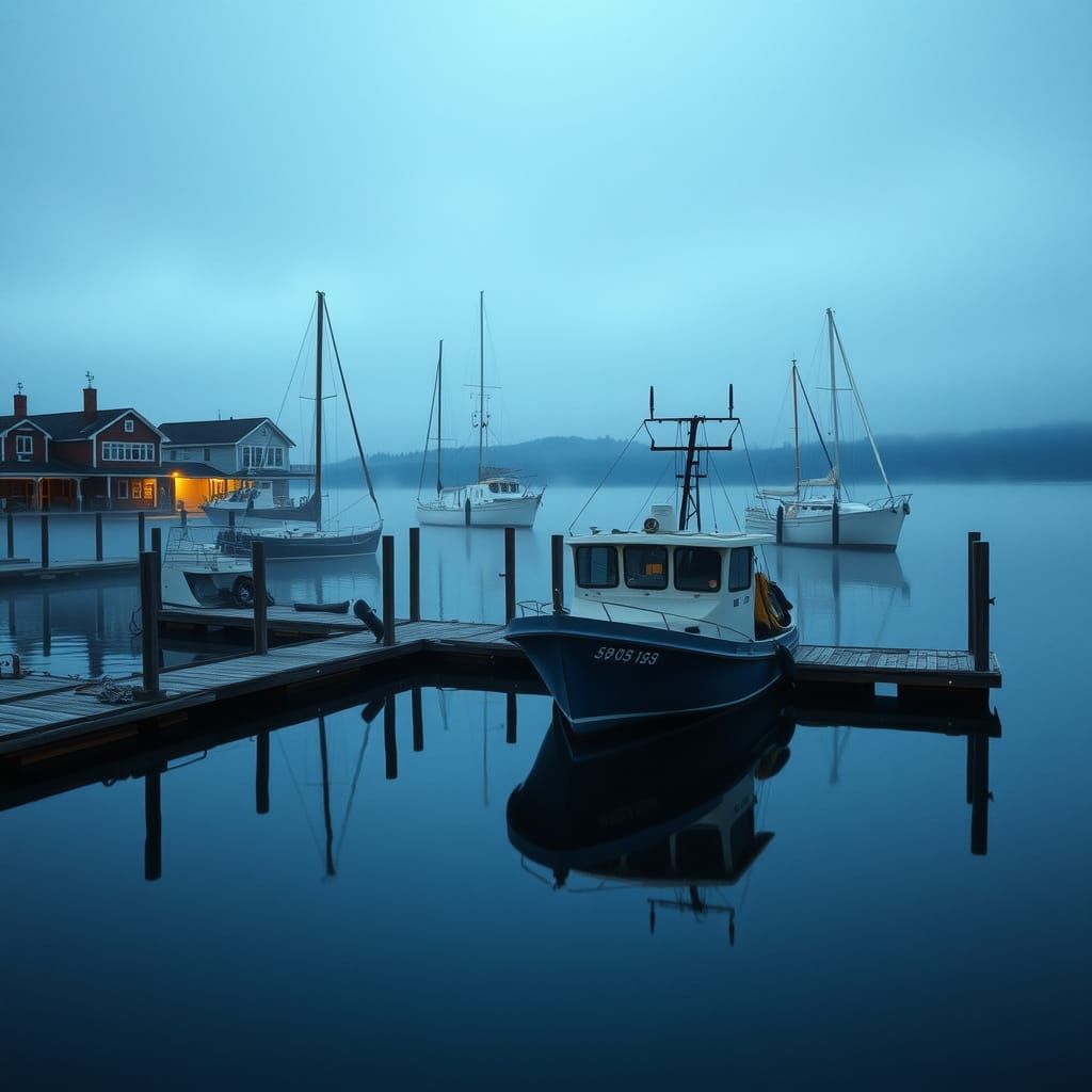 Epic Coastal Harbor in Cinematic Film Still Style