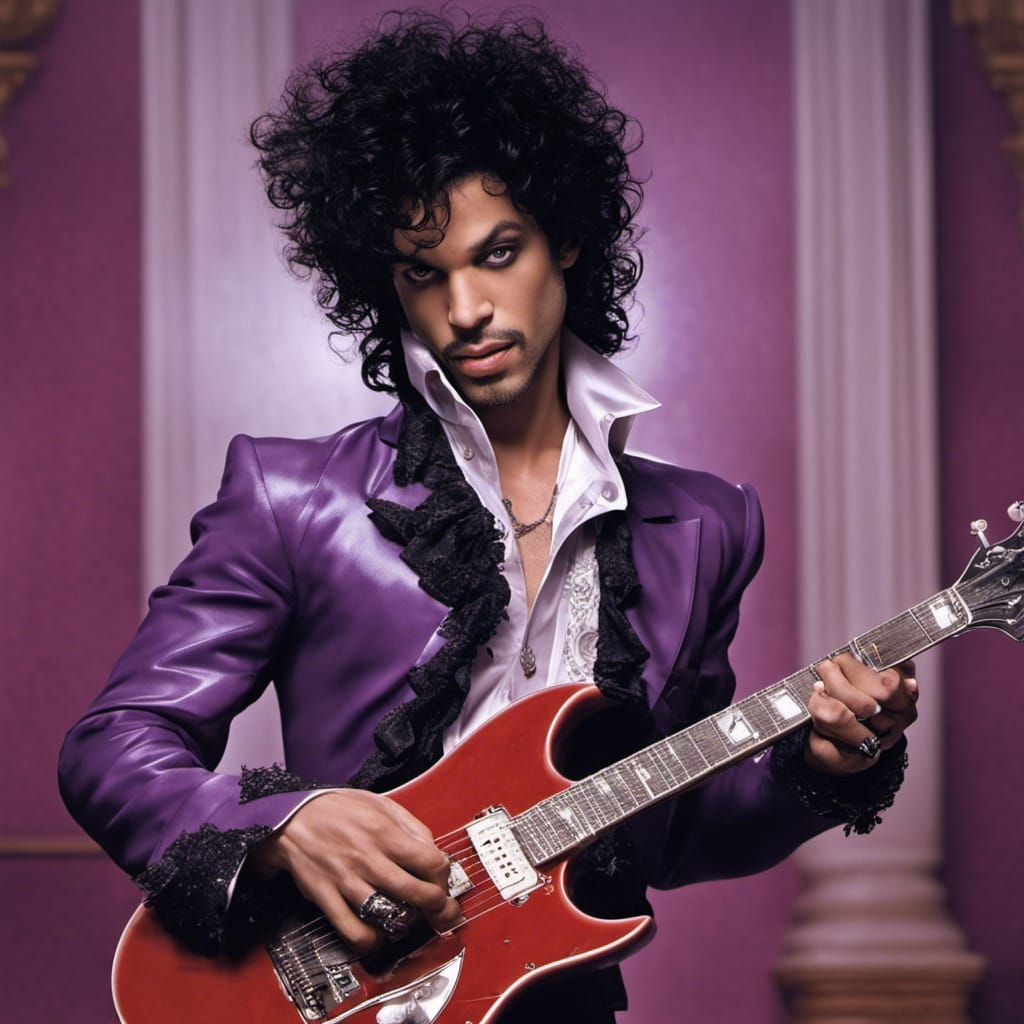 Prince in Purple Rain Era: Hyperrealistic Portrait