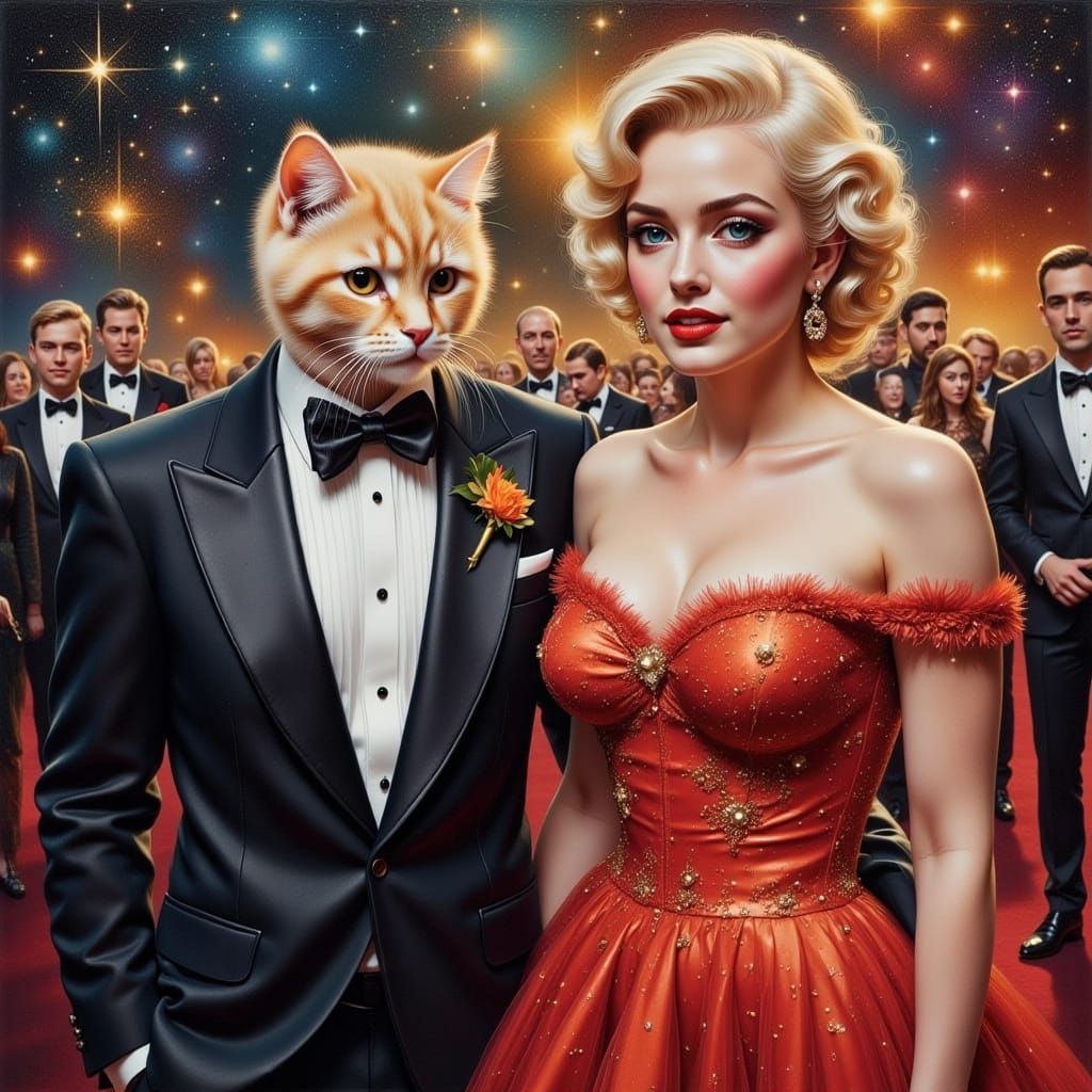Surreal Hollywood Glamour: Tuxedo Cat and Marilyn Monroe on ...
