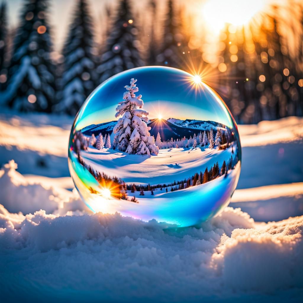 Holographic Crystal Ball on Snow in Astral Style