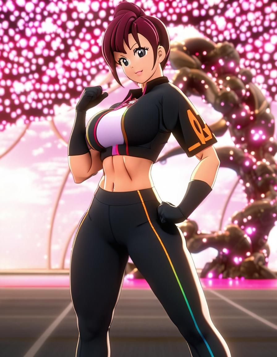 Female Bodybuilder in Pink Bikini: 3D Digital Art