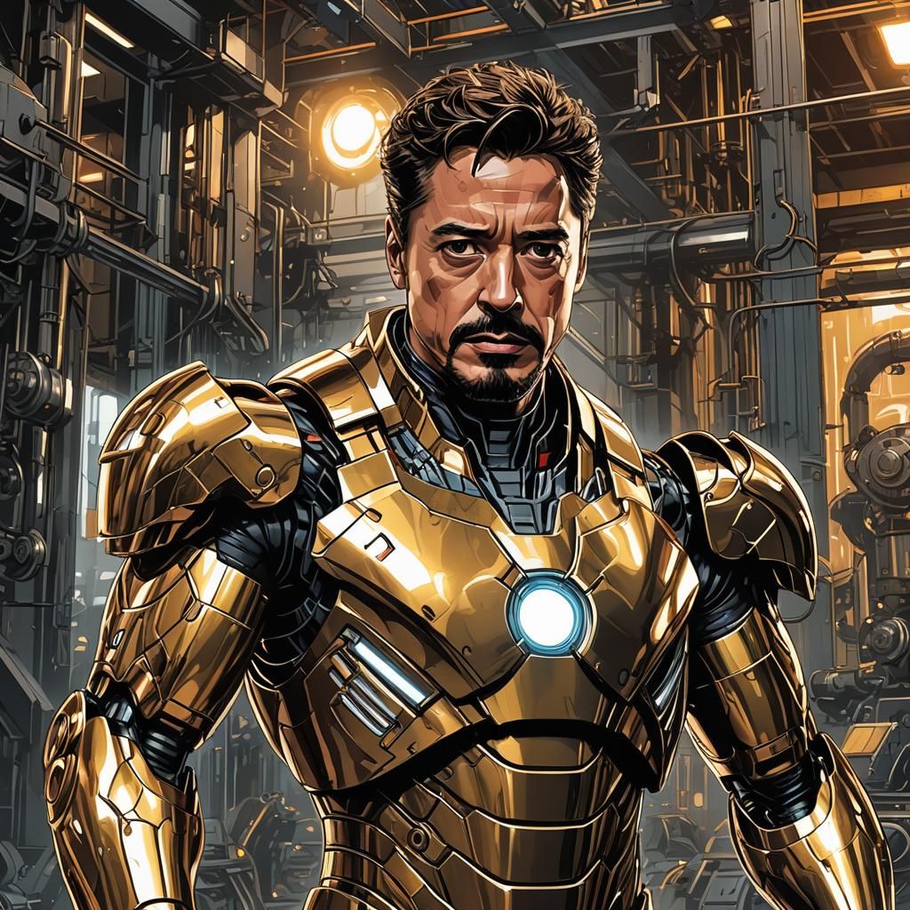 Iron Man Mark One in Comic Book Art Style