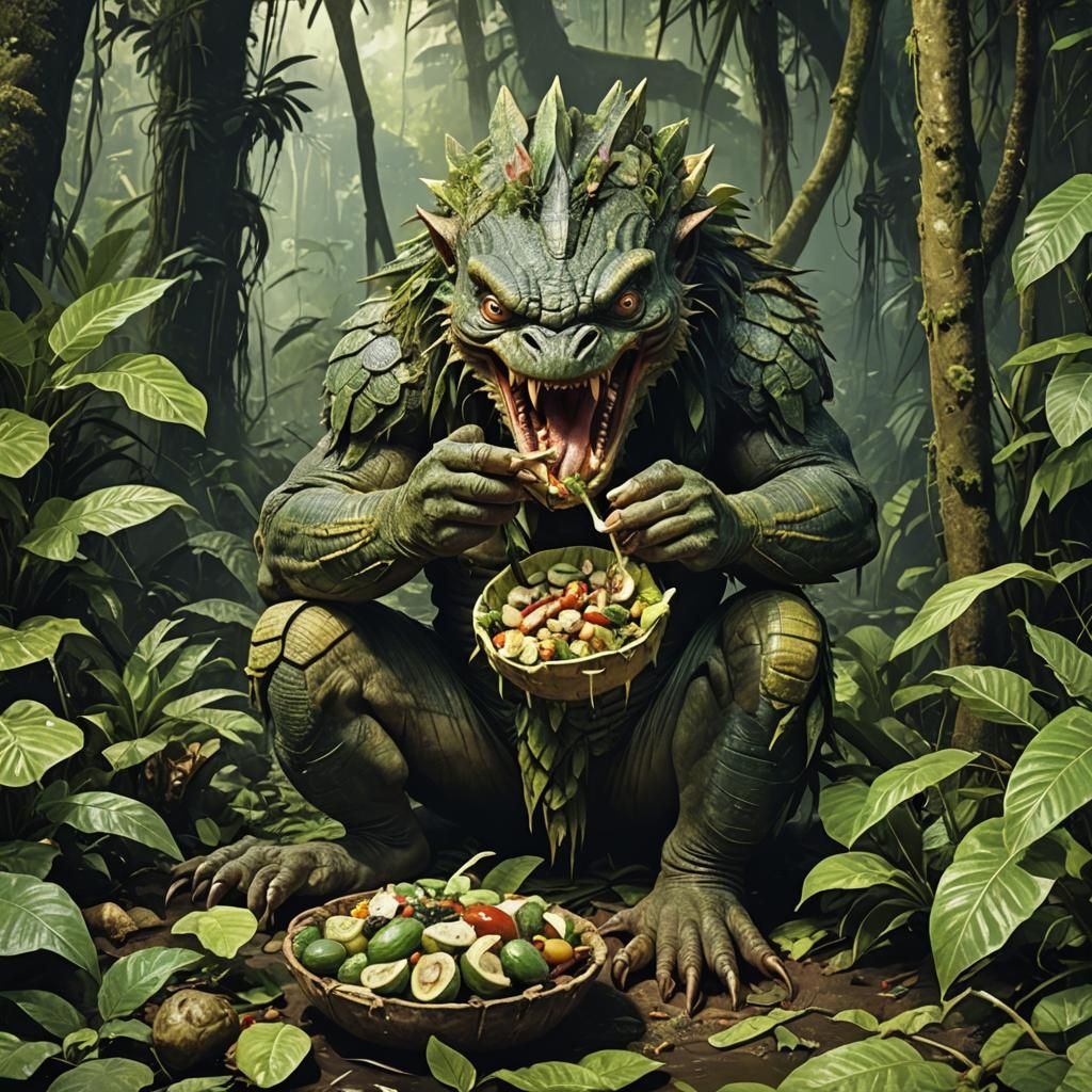Amazonian Creature Eating in Jungle Habitat