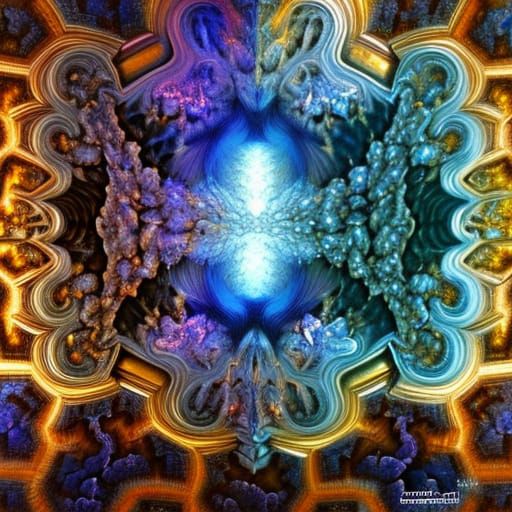Intricate Fractal Bismuth Crystal Mandelbulb Design