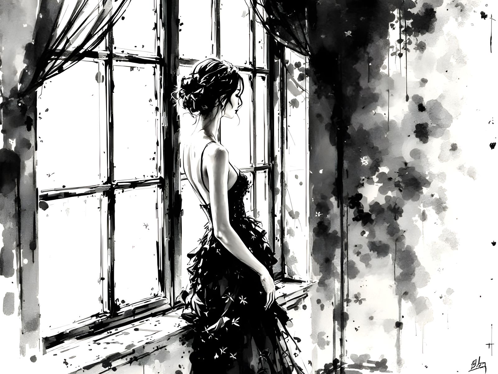 Elegant Woman in a Vintage European Setting