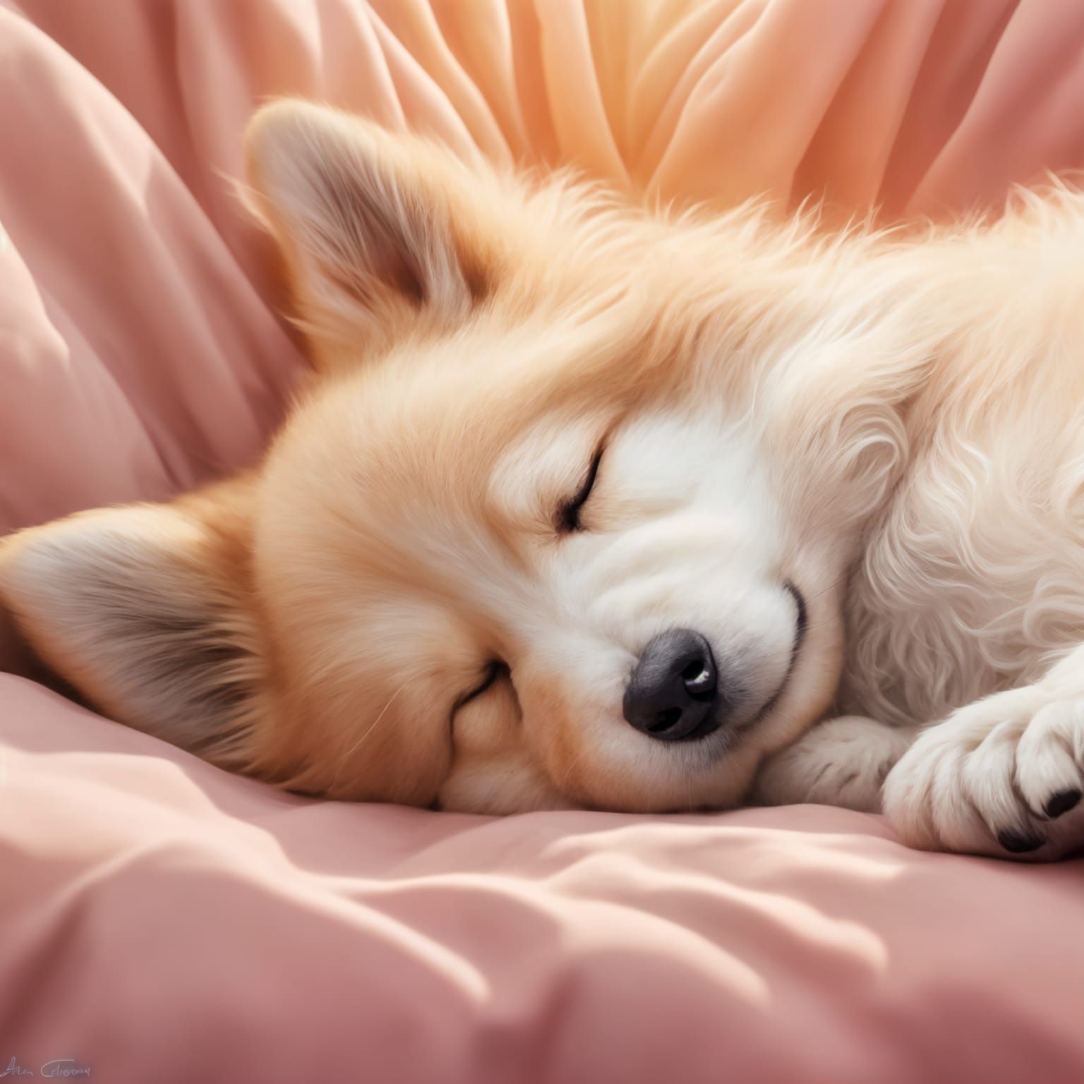 Symmetrical Sleeping Puppy in Horizontal Composition