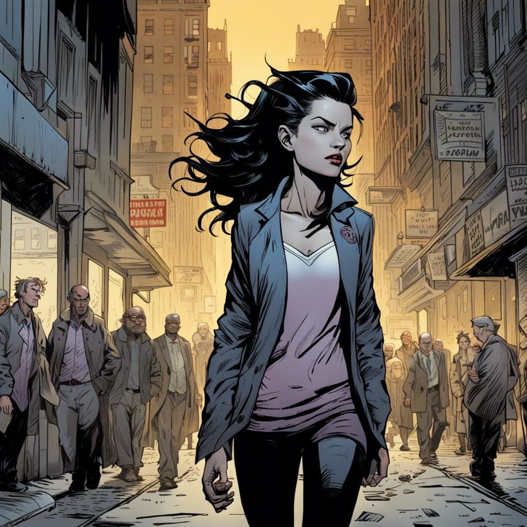 Walking through the crowded streets of Gotham City