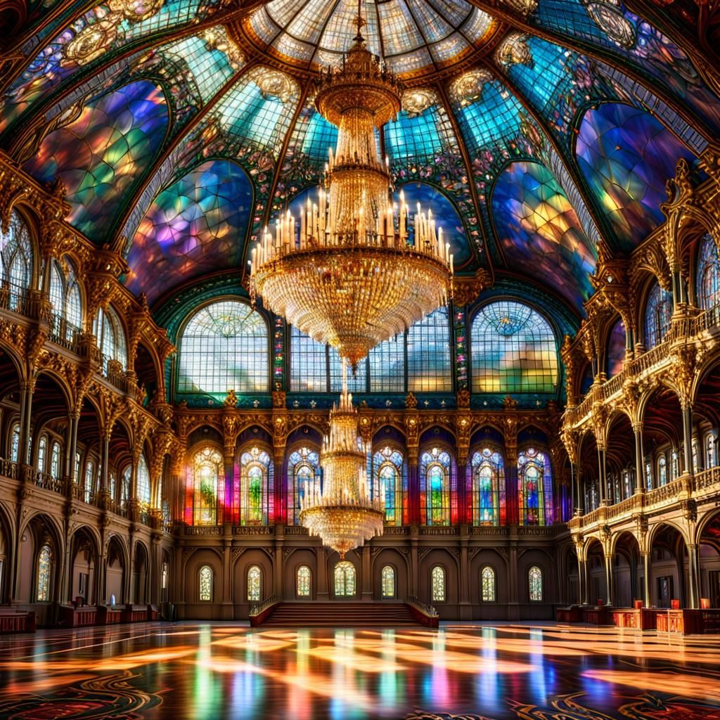 Crystal Chandelier in Sparkling Ceremony Hall
