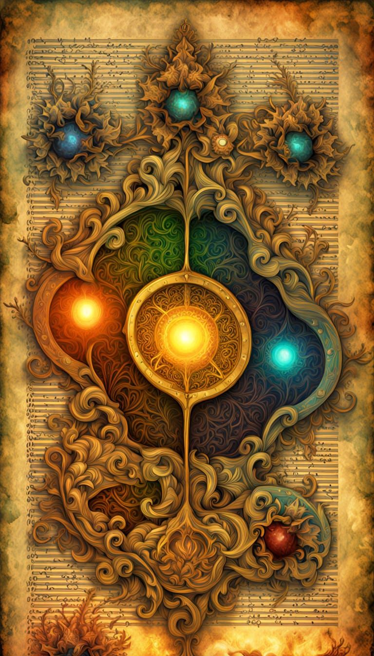 Extrapolate and Illustrate Four Distinct Different Images of An Illuminated Page From the "Voynich Manuscript Showing U....