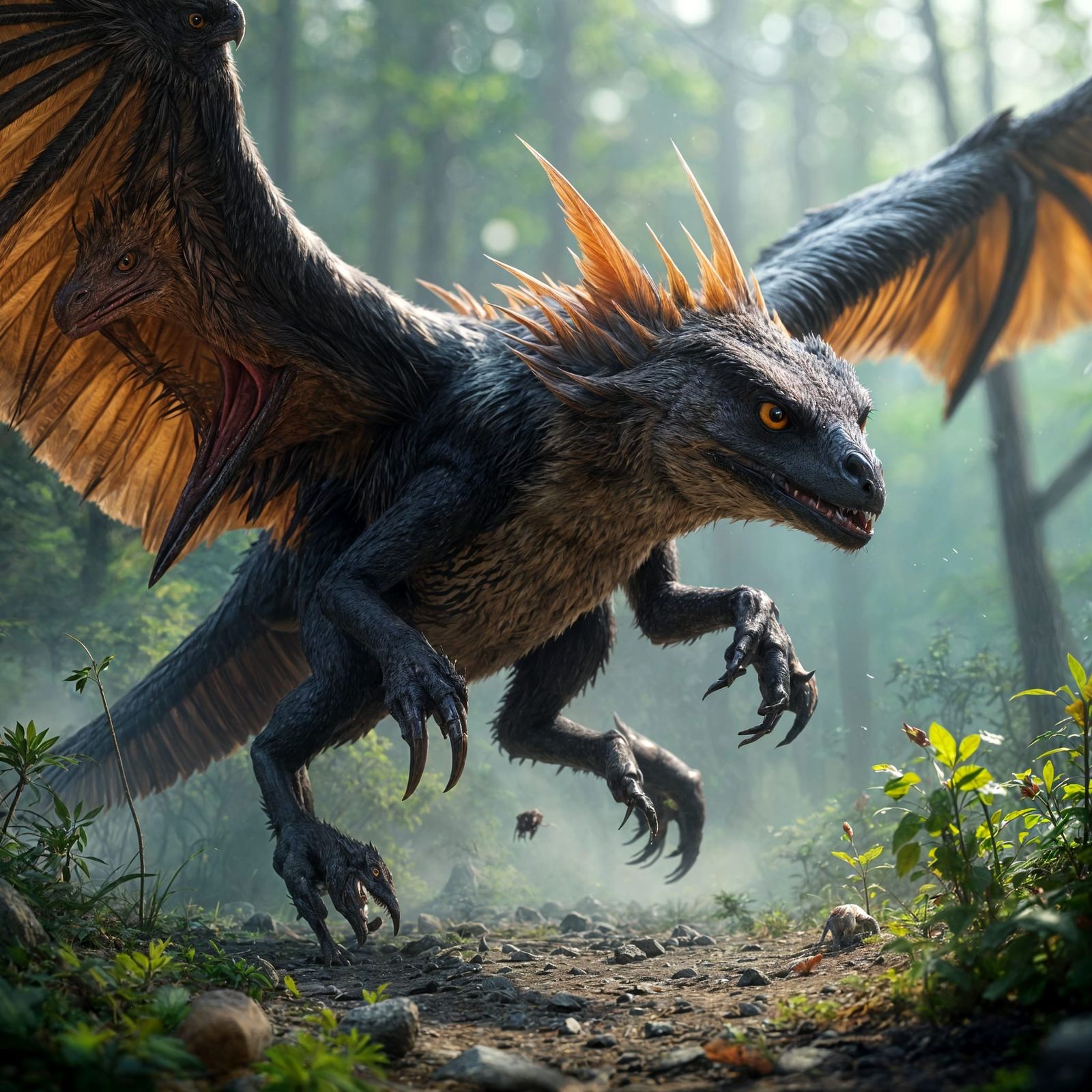 Intelligent Raptors Hunting in Packs: Detailed Matte Paintin...