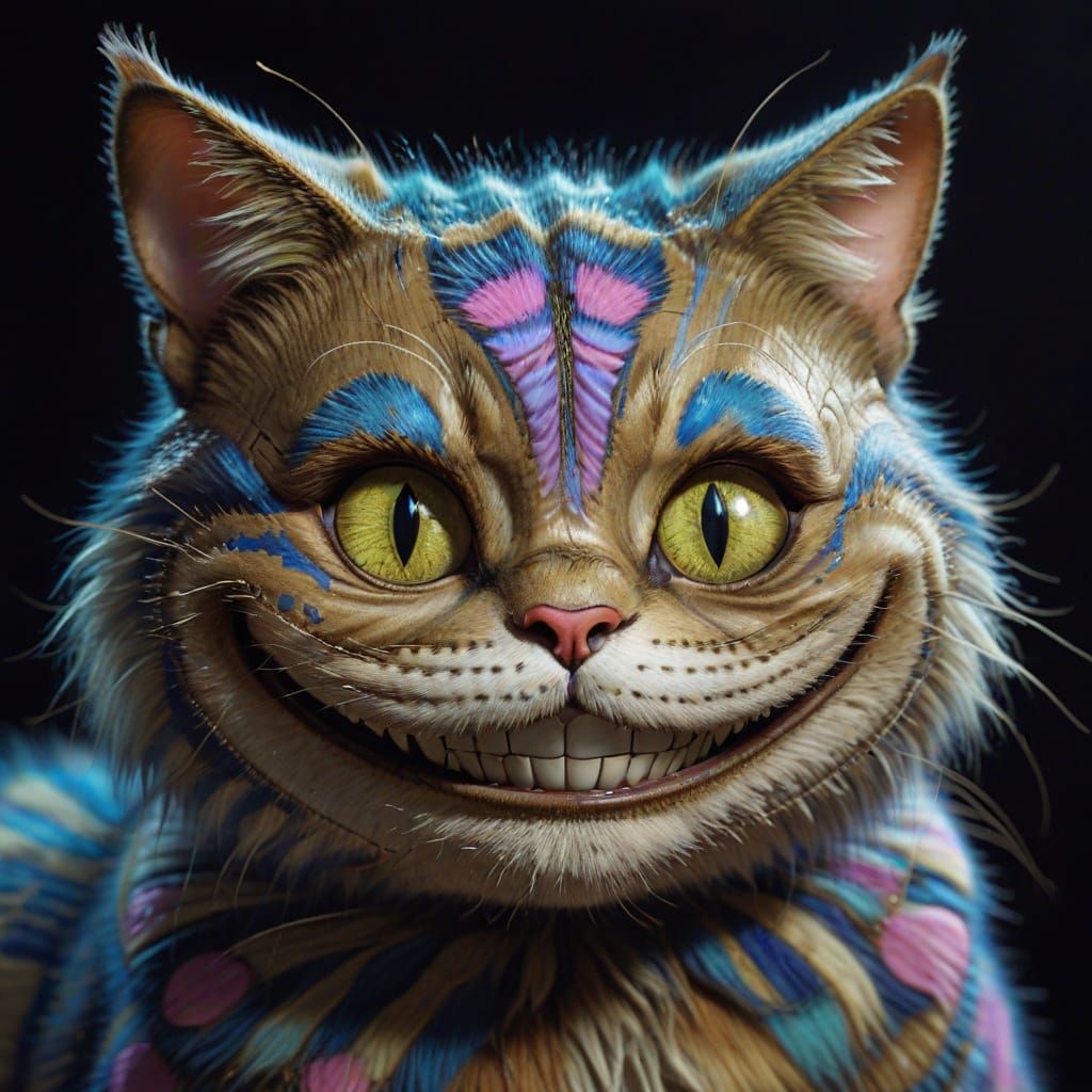 Cheshire Cat Grin in Klimt Style