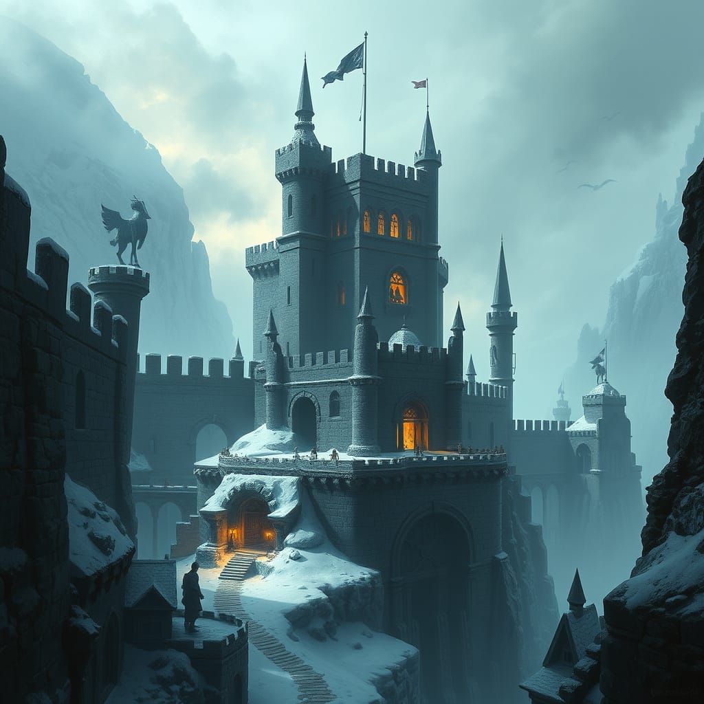 Fortified Settlement: Greystone Hold in Dark Fantasy Style