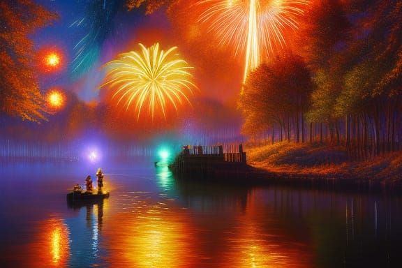 Fireworks Display: Arcanepunk Digital Painting