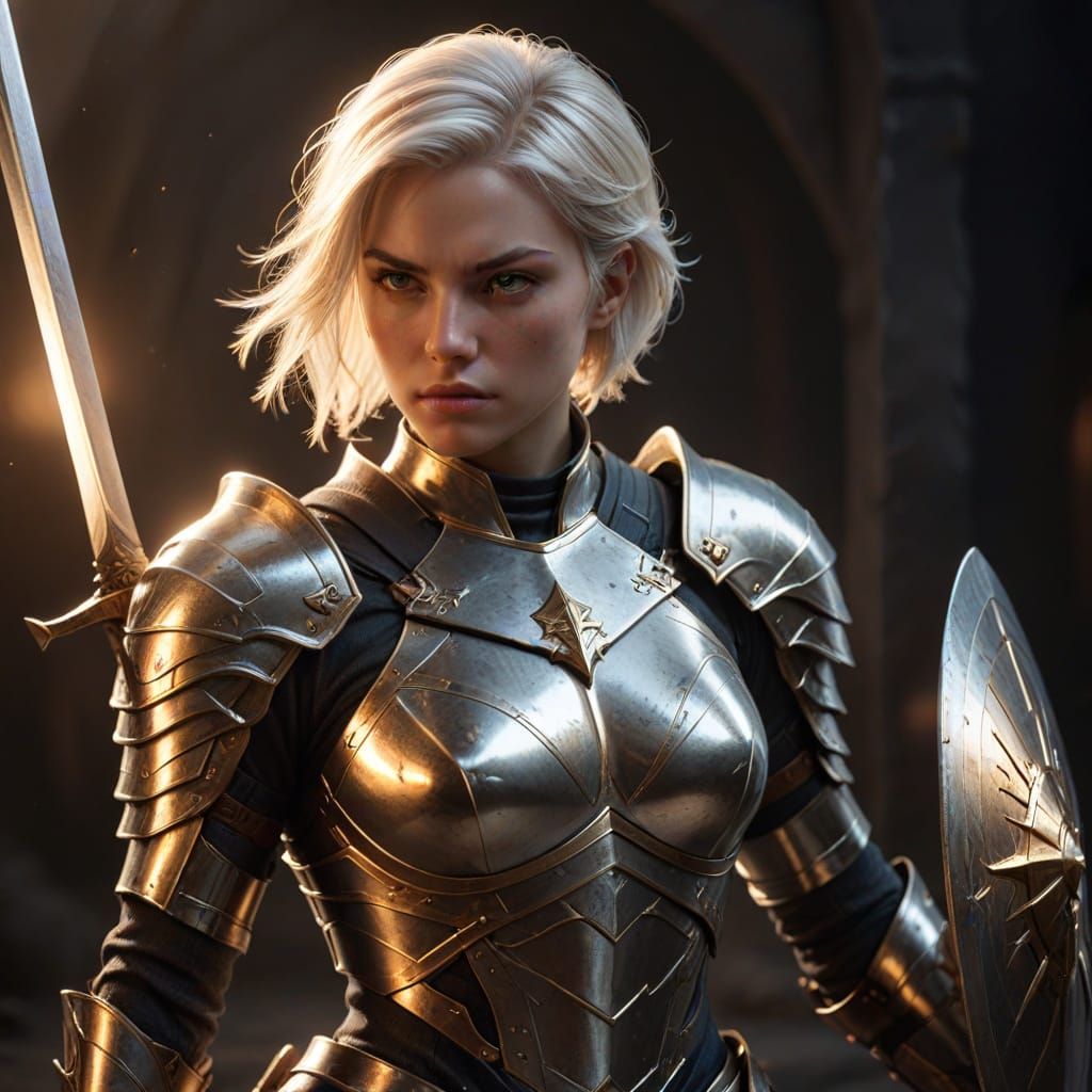 Photorealistic Female Warrior in Heroic Pose