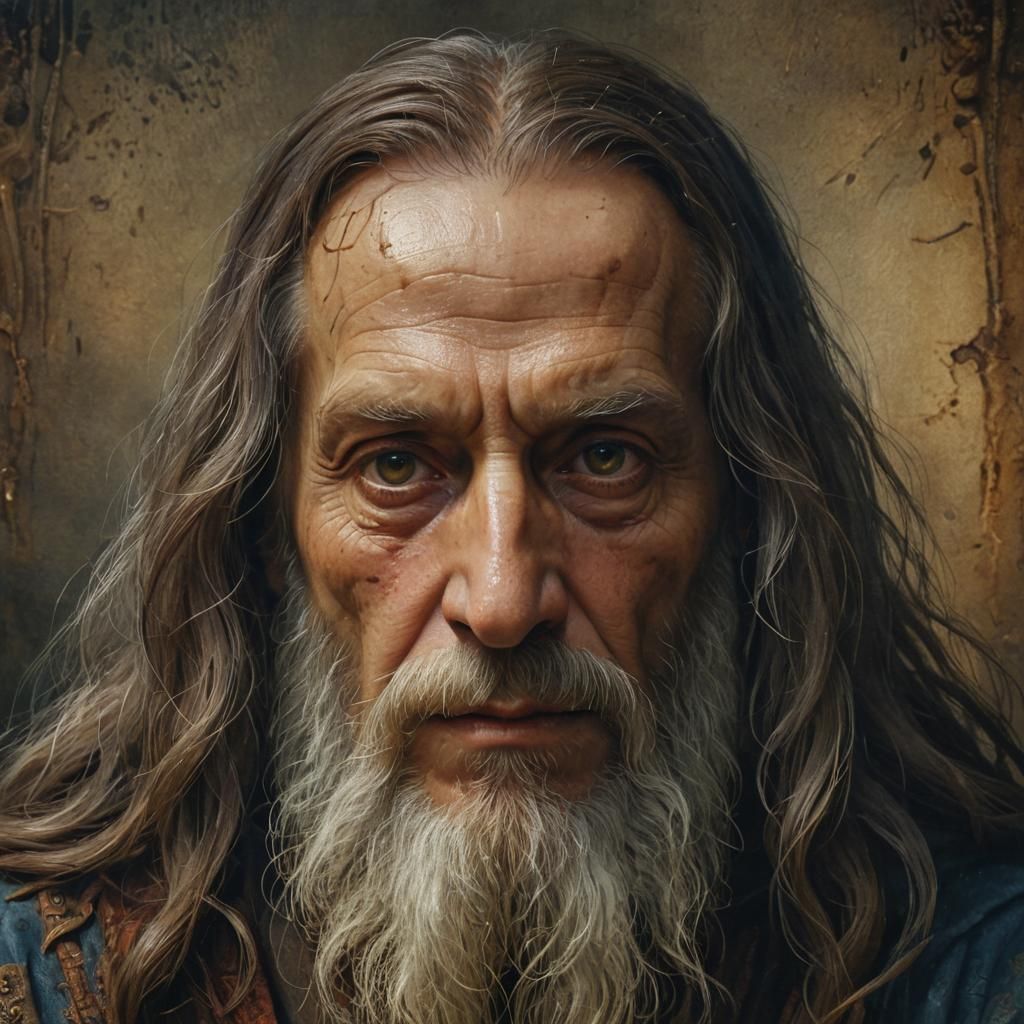 Eerie Close-Up Portrait in Watercolor Impasto Style