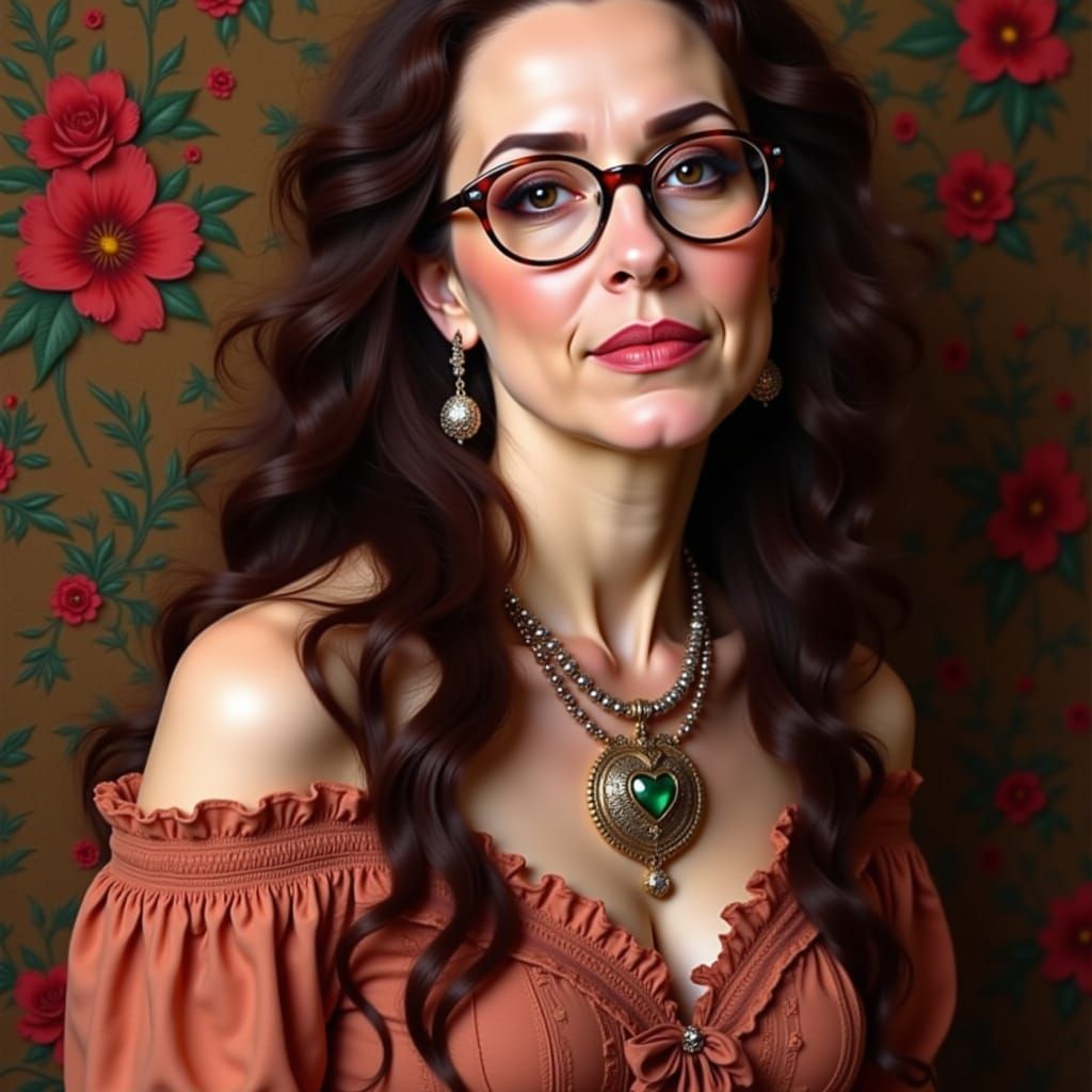 Bohemian Woman Portrait in David C. Driskell Style