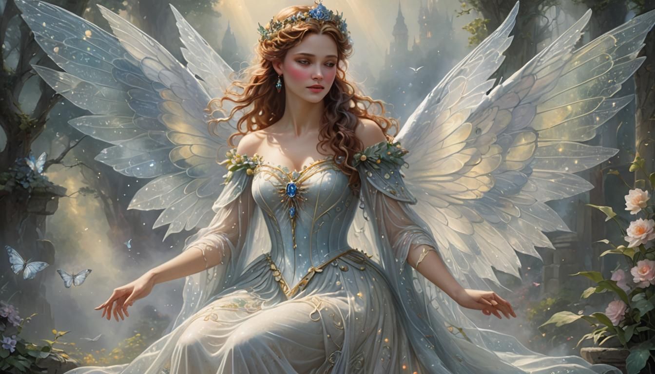 Regal Fae Queen with Translucent Wings