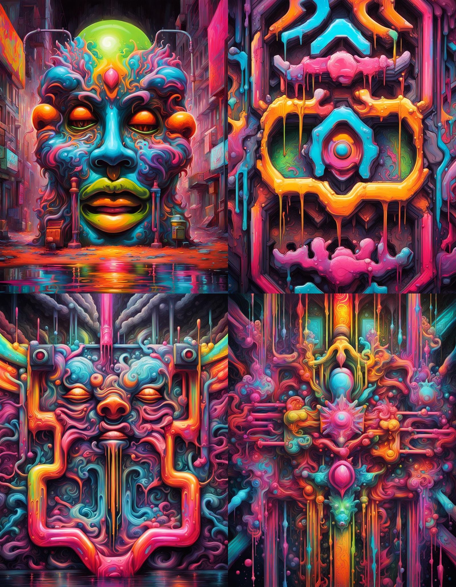 Neon Graffiti Art with Light Bars in Spray Paint Style